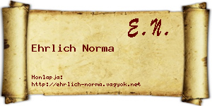 Ehrlich Norma névjegykártya